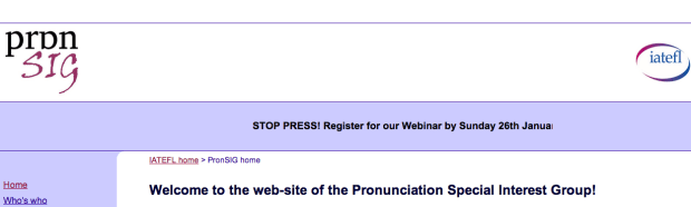 Screenshot of IATEFL Pron SIG's website