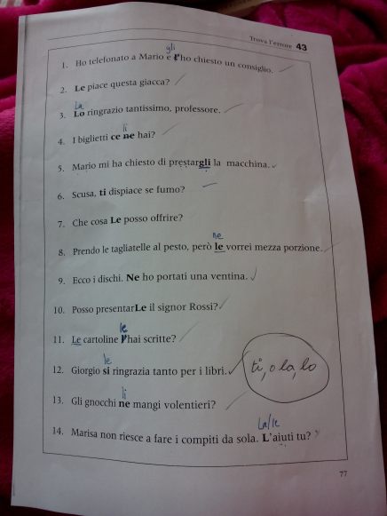 Teamwork! (The ticks refer to which ones have been done - the game meant we went through them in random order - rather than what we got right or what was right to start with...)